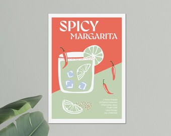 Spicy Margarita Cocktail Print Digital Download
