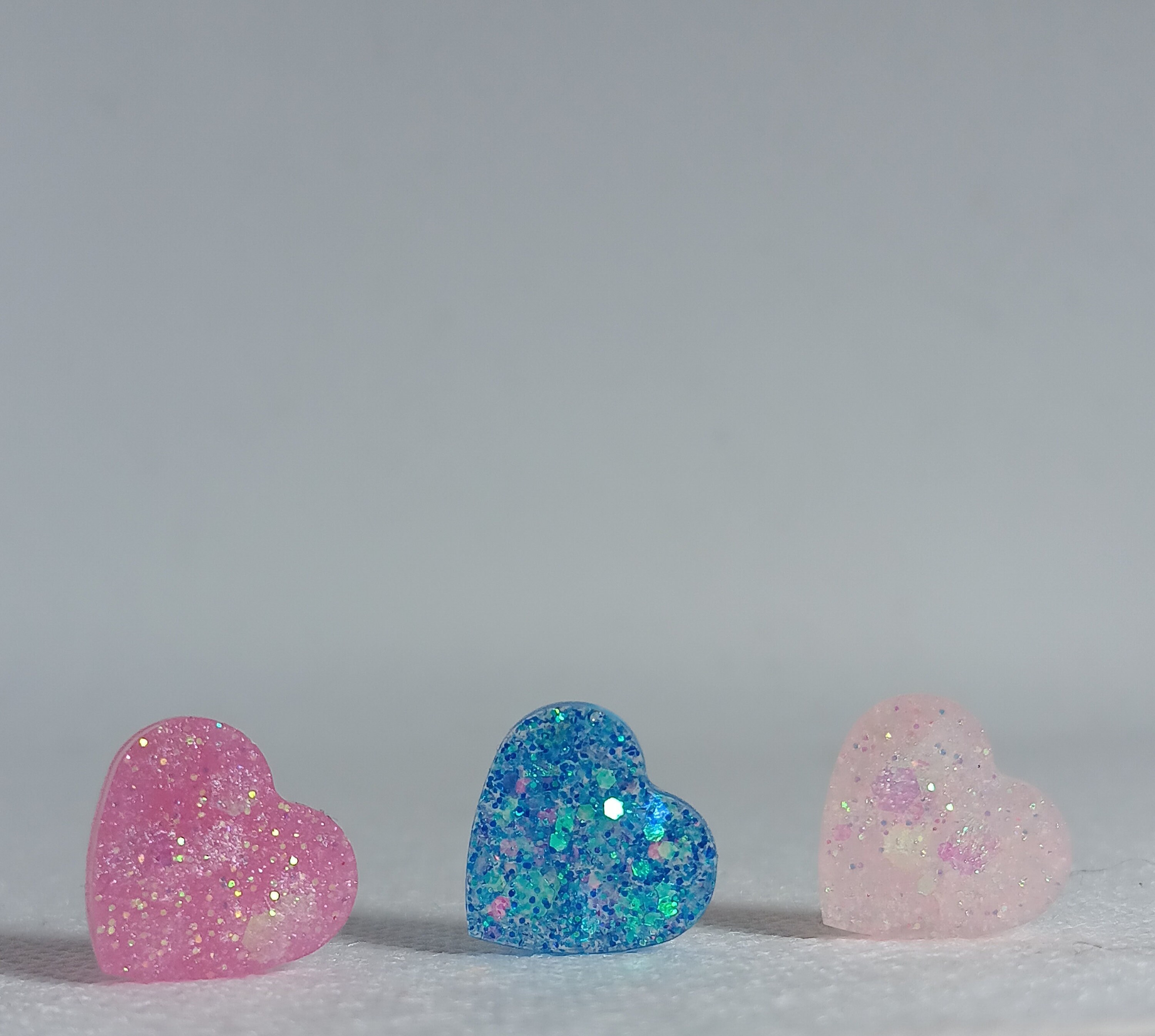 Glitter PACKED Resin Heart Stud Earrings Etsy