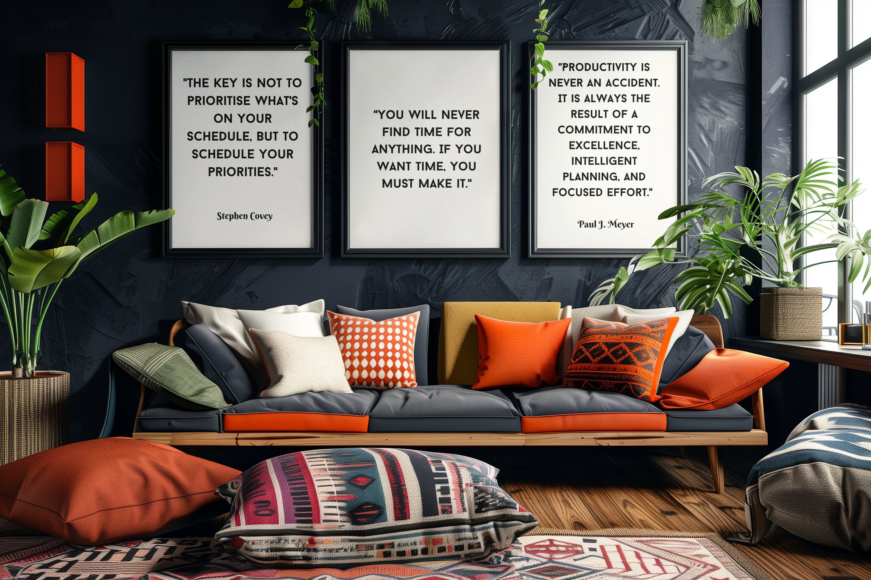 Set of 3 Priorities wall art.