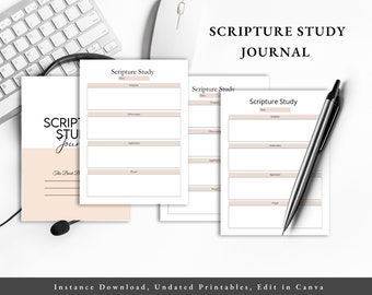 Scripture Study Journal, Faith Journal, Prayer Journal, Christian Diary, Religious Notebook