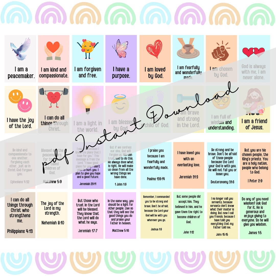 Printable Kids Positive Affirmation Cards | Set of 16 Kids Affirmation ...