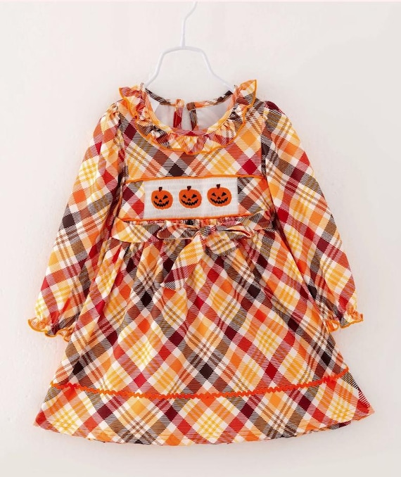 SALE Girl's Baby and Toddler Plaid Smocked Dress Fall Dress Halloween Dress 2T 3T and 4T