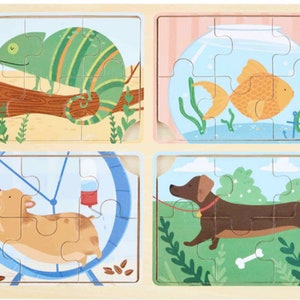 Child&#39;s Wood Pet Puzzle Great Birthday Gift Toddler Preschool