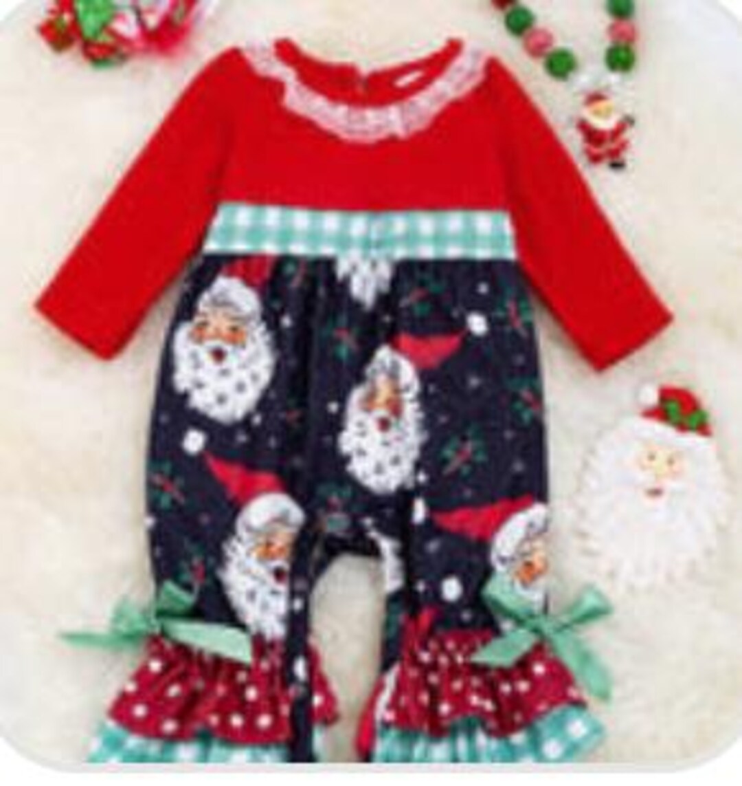 Babyhug Knitted Full Sleeves Winter Wear Romper with Santa Applique - Red