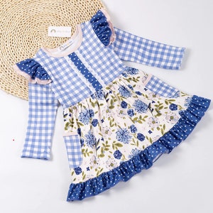 Girl&#39;s Blue Dress Lace Dress Ruffled Dress Polka Dots Size 3-6 months
