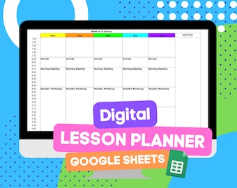 Super Simple, Easy, & All in One Digital Teacher Lesson Planner, Weekly Planner, Google Sheets Template