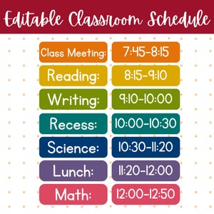 EDITABLE Rainbow Classroom Schedule Template, Classroom Schedule Cards, Custom Schedule Cards, Classroom Template, Rainbow Classroom Decor