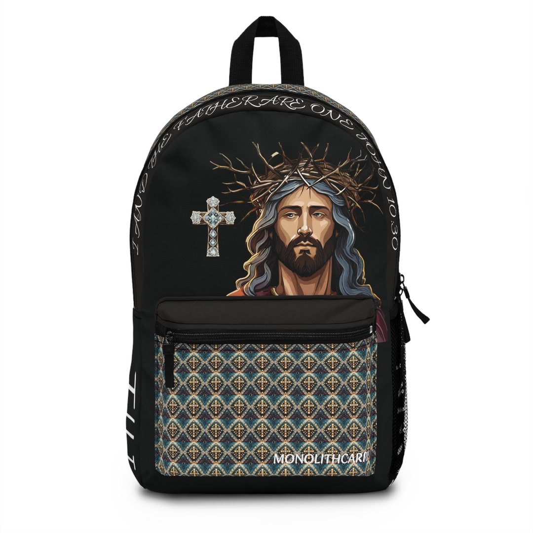Christian Cross Backpack: Coal Black Religious Faith Travel Bag - Etsy