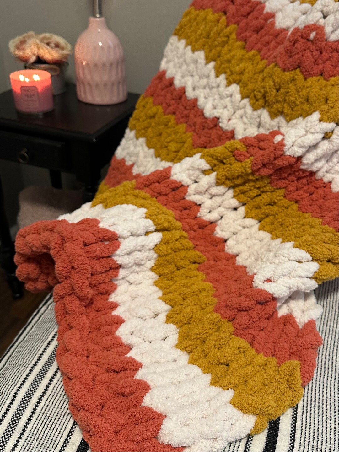 Custom Made Chunky Knit Queen/l Blanket Chenille Etsy