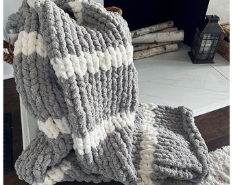 Hand-knit Cozy Cabin Throw • Soft Chunky Blanket • Mother’s Day Gift • Hand-woven Chenille Blanket • Spring Decor • Couch Decor