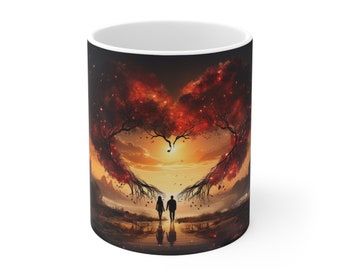 Taza de amor eterno Diseño simbólico del árbol del amor