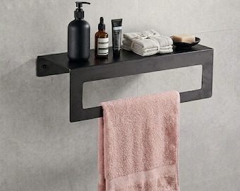 Minimalistisches Badezimmerregal aus Metall mit Handtuchhalter - Schwimmendes Waschtischregal - Luxuriöses Spa-Dekor