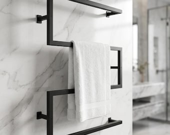 Moderner minimalistischer Handtuchhalter - Metall an der Wand befestigter Badezimmerhalter - Luxus-Spa-Regalschild