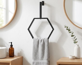 Moderner Sechseck-Handtuchhalter - Minimalistischer Metallbadezimmerhalter - Luxus-Spa-Wanddekoration