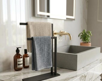 Moderner freistehender Handtuchhalter - Metall-Waschtischständer - Luxuriöser Badezimmer-Organizer