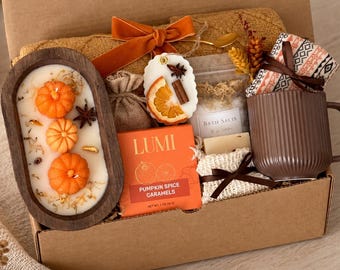 Pumpkin Fall Gift Basket For Women Fall Birthday Cozy Fall Care Package Hygge Gift Basket for Her Cozy Care Package Pumpkin Spice Gift Box