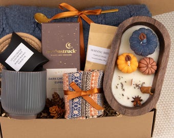 Fall Gift Basket For Women Gift Box Self Care Package Cozy Pumpkin Spice Seasonal Fall Treats Fall Host Gifts Spa Box Cozy Fall Candle Gift