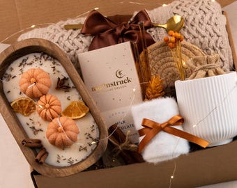 Fall Gift Basket For Women Cozy Fall Care Package Hygge Gift Basket for HEr Cozy Care Package Pumpkin Spice Gift Box