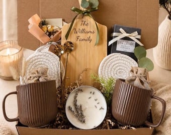 Realtor Gift Basket For New Homeowners Gift Box for Family, Engraved Cutting Board Housewarming Gifts