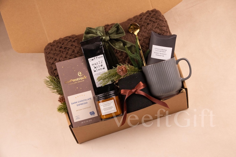 Gift Box for Men Care Package for Him Sympathy Gift for Him BrownBlnketGraymug
