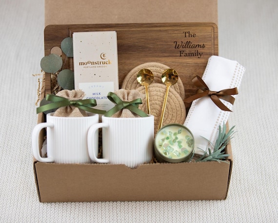 New Home Gift Basket, Realtor Closing Gift Box, Moscow Mule Gift Set: Copper Mugs, Cocktail Mixes, New Home Gift Basket