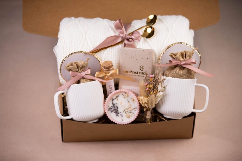 New Home Gift Basket Real Estate Closing Gift Box Cozy New Homeowner Gift Basket WhiteBlanktWhiteMugs