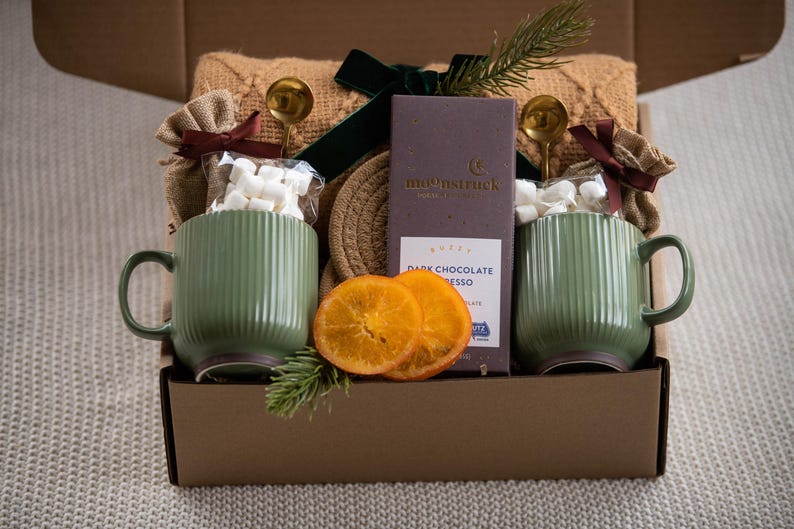 New House Gift Basket: New Home Gift Basket for new Homeowners Realtor Gifts BrownBlnktGreenMugs