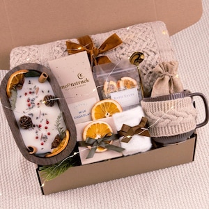 Hug in a Box, Self Care Package for Women, Birthday Gift Basket for Her Thank you Gift Box, Sympathy Gift Basket, Get well Care Package
