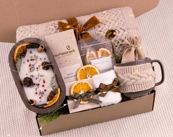 Hug in a Box, Self Care Package for Women, Birthday Gift Basket for Her Thank you Gift Box, Sympathy Gift Basket, Get well Care Package