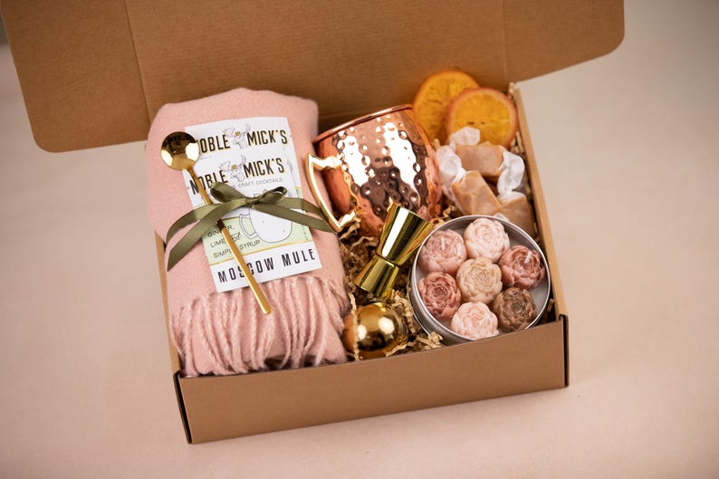 Cocktail Gifts For Her Margarita Lover Gift Cocktail Gift Box For Best Friend Cosmopolitan Espresso Martini Lover Gift Birthday Gift Box PinkScarfMoscowMule