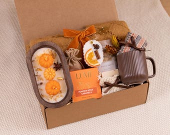 Fall Gift Basket for Women Fall Self Care Gifts for Her Fall Pumpkin Care package for her Birthday Fall Gift Box for Women Spa Gift Box