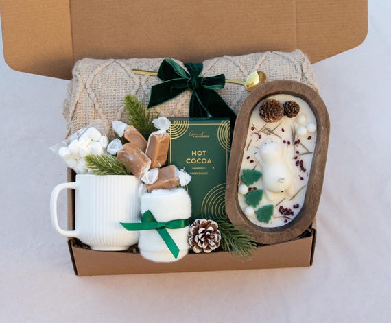 Cozy Hygge Gift Box For Women Winter Gift Basket Self Care Gift Encouragement Gift Spa Care Package Birthday Gift for Friend Hug in a Box