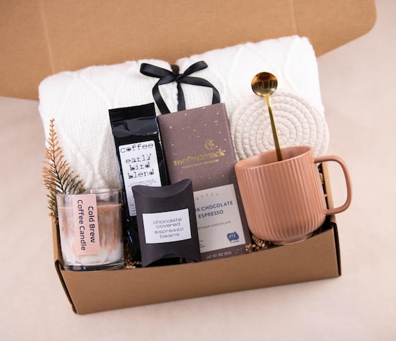 Cozy Coffee Lover Gift Set - Cold Brew Candle, Artisan Chocolate, & Coffee Beans