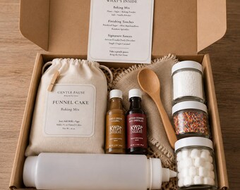 Funnel Cake Kit Gift Box, DIY Dessert Kit, Funnel Cake Mix Gift Set, Family Game Night, Fair Food at Home, Birthday Gift, Baking Gift