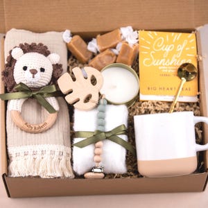 New Mom Gift Box: Cozy Blanket, Crochet Bunny & Spa Treats BabySwaddleLion