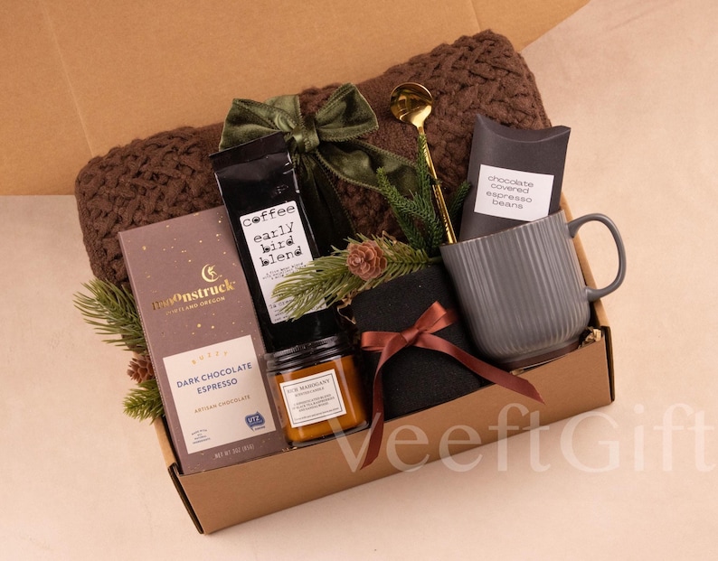 Gift Box for Him, Gift box for a man, Grief Gift for him, Dad Gift Basket for Dad BrownBlnktGrayMug