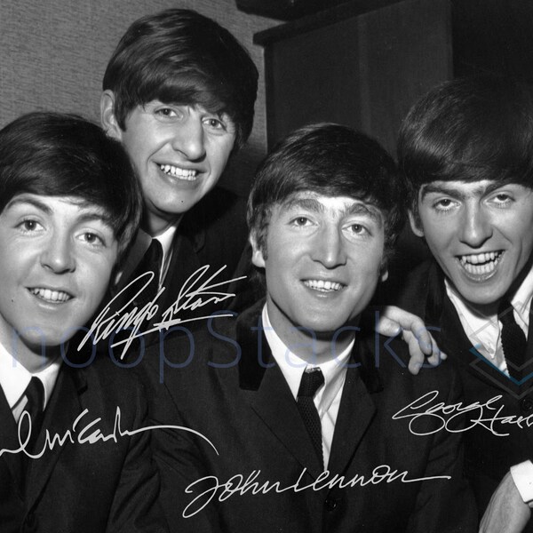 The Beatles Signed 8x10 Glossy Photo RP Signature Print Poster Wall Art Gift John Lennon Paul McCartney George Harrison Ringo Starr 2