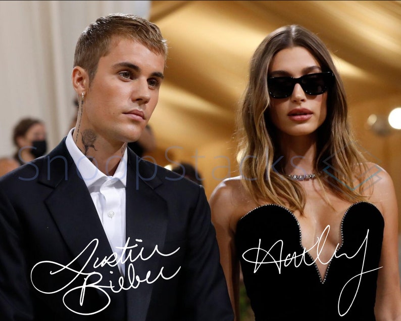 Justin Bieber Hailey Bieber Signed 8x10 Glossy Photo Autograph RP
