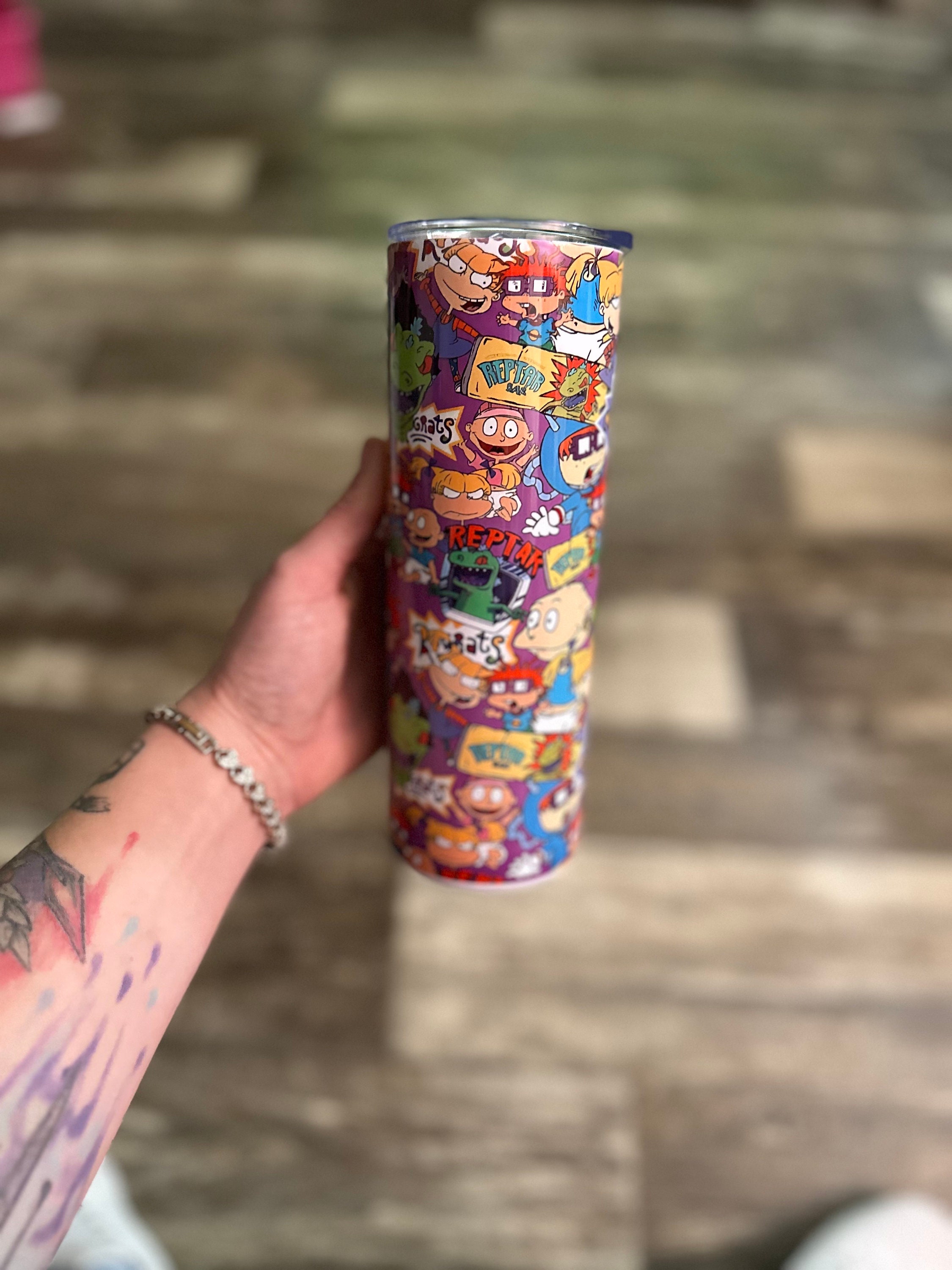 R.R Gobelet droit blanc à subliation de 20 oz avec paille en étal