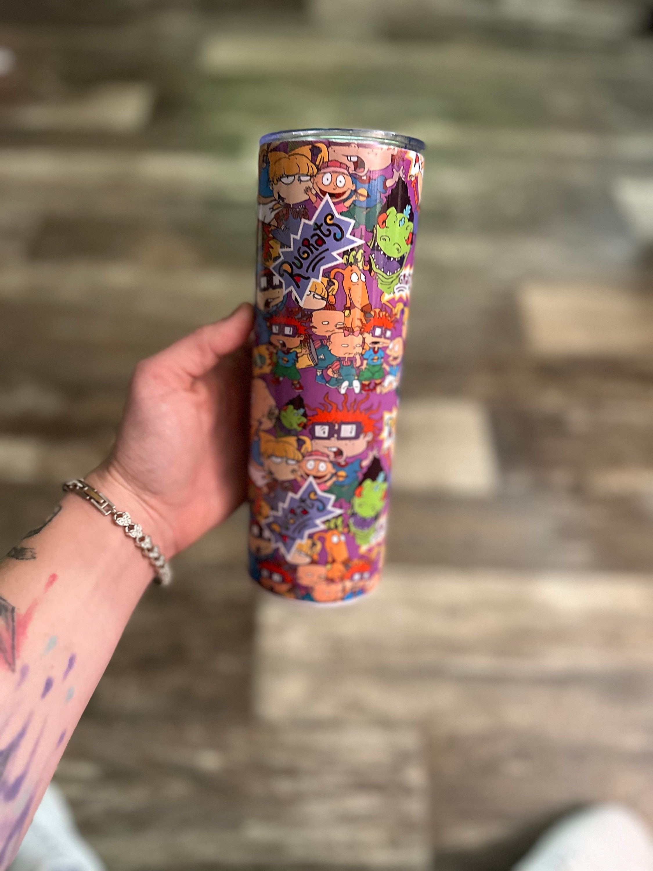 Gobelet Isotherme 20 Oz Rugrats – Décoration Rétro Cartoons, Idéal Pour Boissons Chaudes Avec Paille Fournie