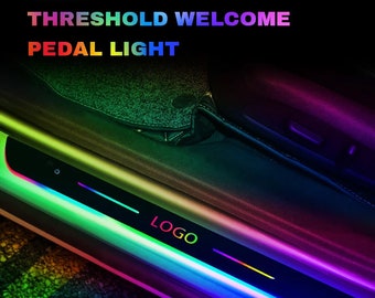 Personalized Led Wireless Door Sill Lights | RGB | USB Rechargeable | Car Brand Text or Custom Text | Personalized Gift | Fit for All cars