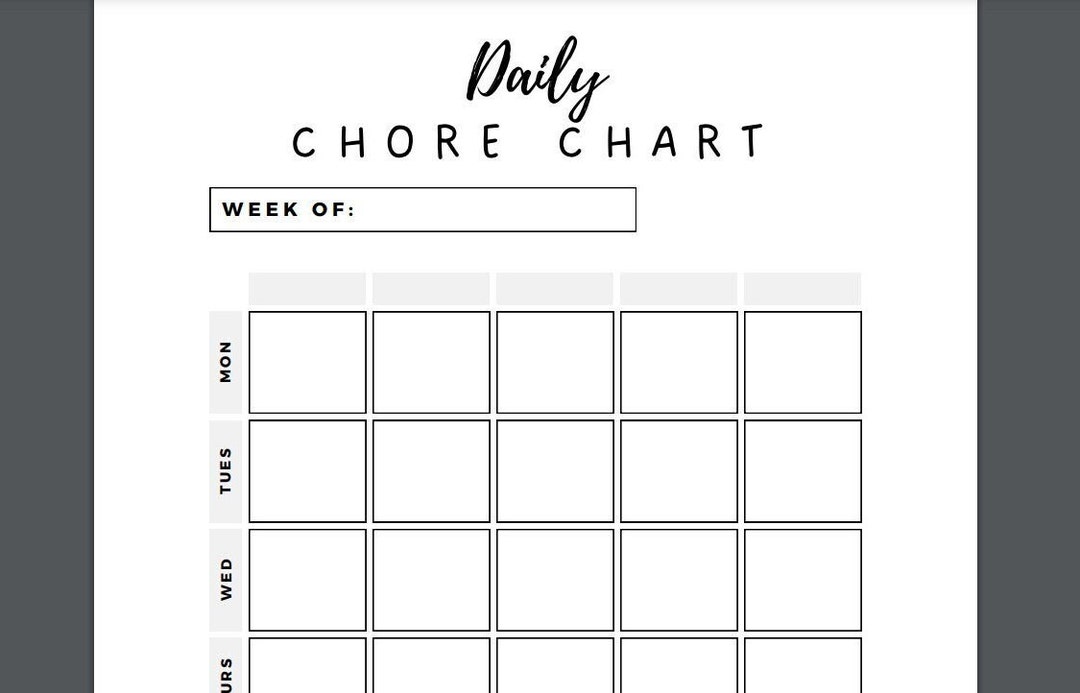 Daily Chore Sticker Chart - Etsy