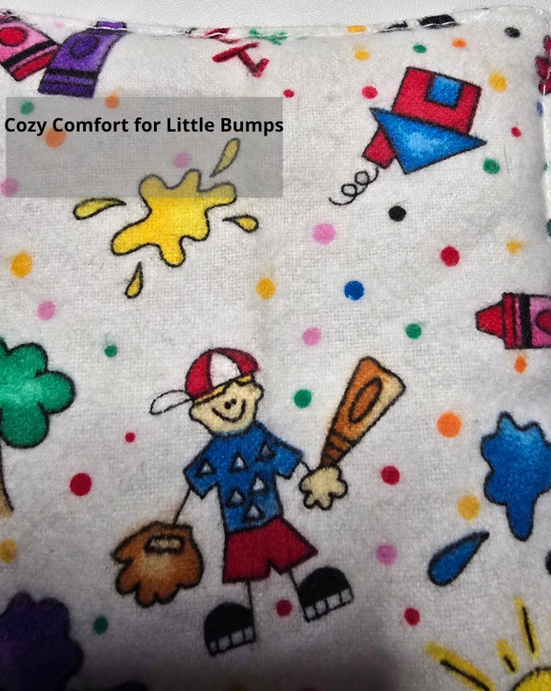 Reusable Kids Boo Boo Bag - Flannel Rice Cold Pack - Toddler Ice Pack Soft Gel Alternative - Baby Shower Gift image 2