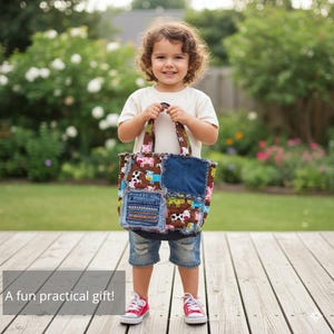 Mini Tote Bag - Handmade Denim Patchwork Fabric Bag - Small Everyday Purse - Limited Edition
