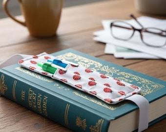 Elastic Pen Holder Bookmark, Cotton Journal Pen Loop, Planner Accessory, Handmade Gift for Writers