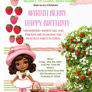 Strawberry Shortcake Birthday Invitation | Editable Digital Invite | Girl’s Birthday Party | Instant Download | Strawberry Party Theme