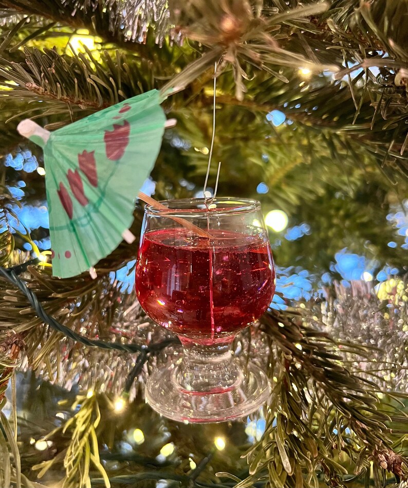 Handcrafted Cosmopolitan Cocktail Glass Christmas Ornament Elegant Bar