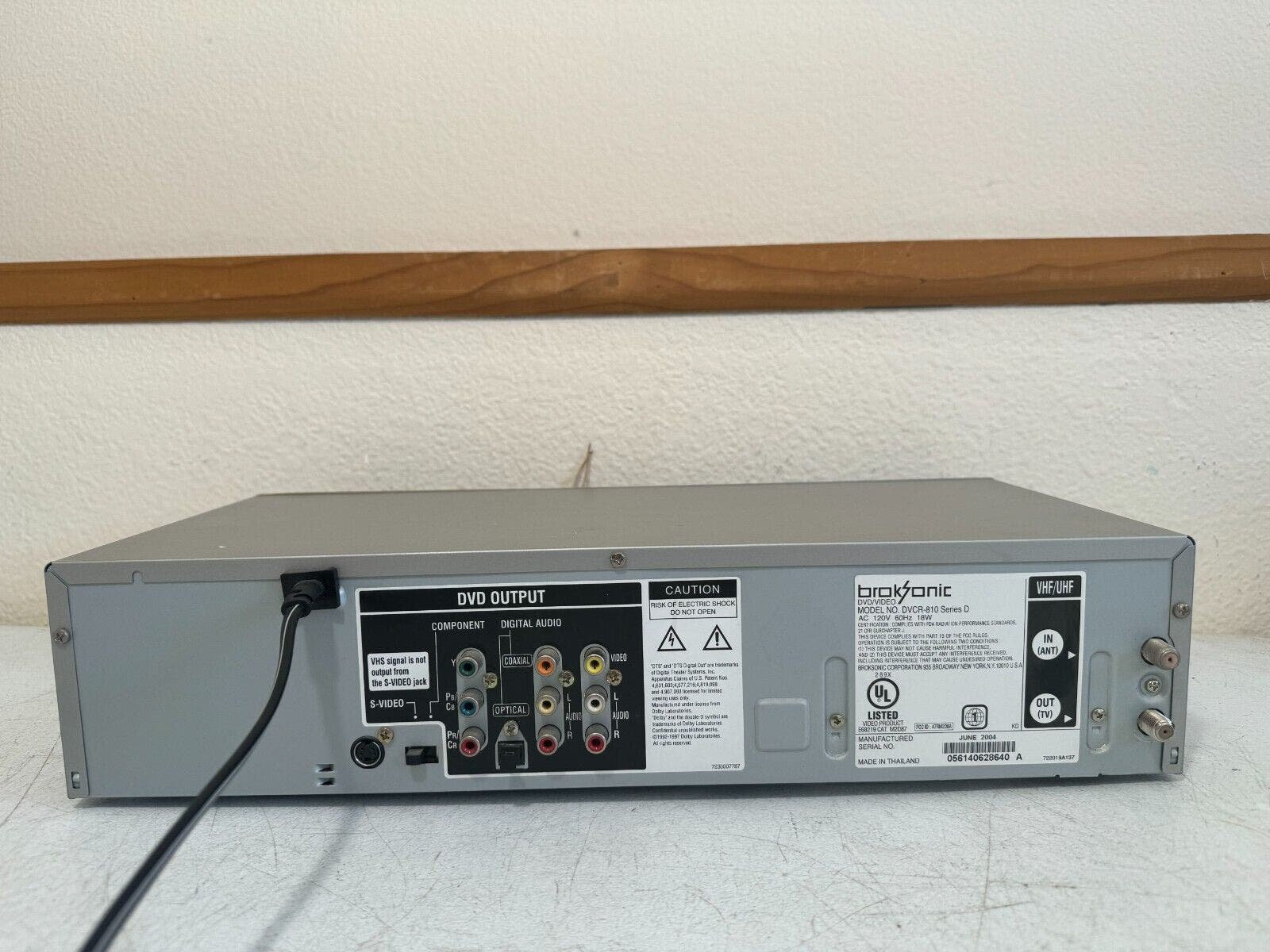 Broksonic DVCR810 VCR Dvd Combo Player Hifi Stereo Home Video VHS W