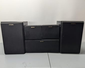 Aiwa SX-AV1200 Bookshelf Speakers 5 Piece Home Theater Surround Sound System