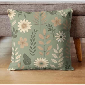 Floral Pattern Pillow Cover Family Room Olive Green Home Decor for Living Room Couch Sofa Throw Pillow Cover Sizes 14x14 16x16 18x18 20x20